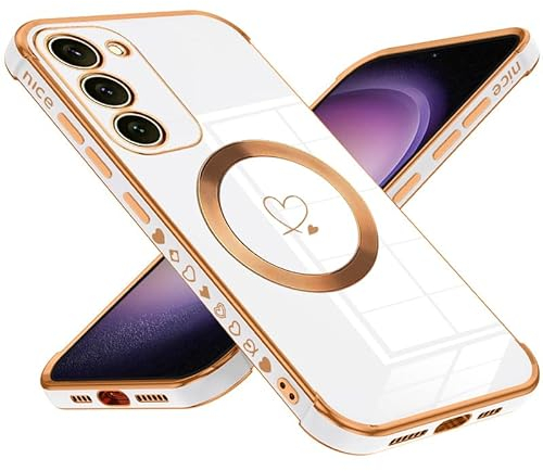 Keteen für Samsung Galaxy S23 Hülle für Magsafe, Magnetisch Handyhülle Samsung S23 Dünne Flexible TPU Silikon Galvanisierte Stoßfeste Kratzfest Schutzhülle Case für Samsung Galaxy S23, White