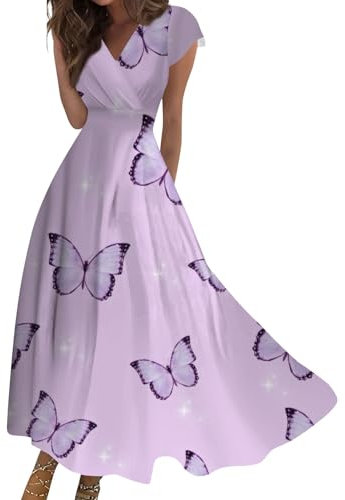 Robe Femme Chic Et Elegant, Robe Blanche Femme Longue Boheme Ete Plage Ensemble Chic Et Elegant Sexy Robe Bretelles Fines Femme Enceinte Invitée Mariage De Chambre Ete Tenue (5-Violet,M)