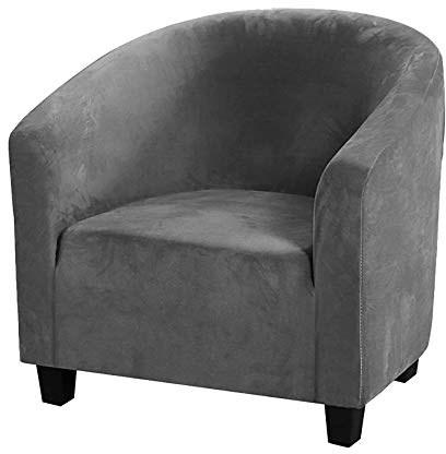 Surwin Sesselbezug Sesselschoner mit Elastisch Stretch Husse, Samt-Einteiler Sesselüberwurf Universal Chair Schonbezug Sofabezug für Clubsessel Lounge- & Cocktailsessel (Anthrazit)