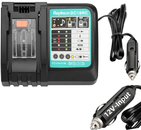 Autoladegerät für Makita 18V14.4VAkku,Ersatz für Makita DC18RC BL1860 Multi Voltage Akku DIY Ladegerät Adapter,Schnellladegerät für Akkus,Tragbares Mini-Schnellladegerät(Zigarettenanzünderstecker)