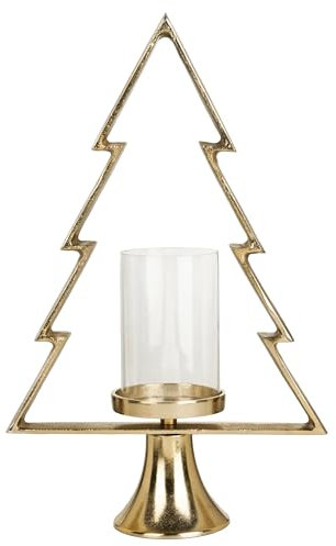 EGLO LIVING Deko Baum Mukayle, Tannenbaum mit Kerzenhalter, Weihnachtsdeko Fensterbank, Wohnzimmerdeko Weihnachten für Stumpenkerzen, Metall in Gold, H 50 cm