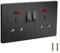Plug Sockets Double Switched, EINNO Wall Electrical Outlets with Power Indictor,13 Amp,Brushed Black (Double Socket)