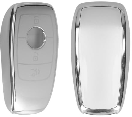 kwmobile Schlüsselhülle für Mercedes Benz Smart Key Autoschlüssel (nur Keyless) Hülle - Autoschlüssel Schlüssel Hülle aus TPU Silikon - Schlüsselschutz Gehäuse in Silber matt