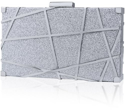 Farcauo Handtasche Damen Abendtasche Silber Damen Clutch Kleine Umhängetasche Stylische Crossbody-Tasche mit Kette Glitzernde Abendtasche für Partys und Cocktailpartys und Abschlussbälle