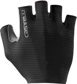 CASTELLI Men’s Espresso Glove, Short-Finger Cycling Gloves with Padding & UPF Protection for Road & Gravel Biking - Light Black - Large