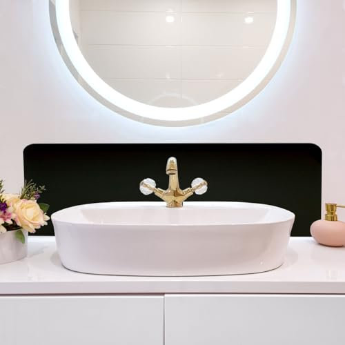 TIELO Bathroom Sink Splashback Backsplash Wall Protector Self Adhesive 60x25CM (Black)