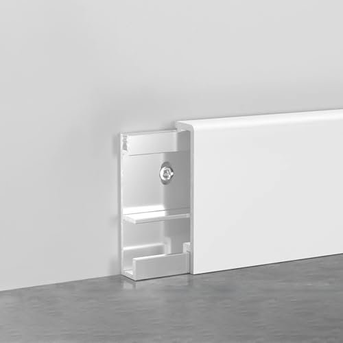 Raouoae Zócalos De Aluminio 6063-T5 Resistentes A La Humedad - 125cm, Pack De 2 - Tableros Decorativos Modernos Para Salas De Estar, Oficinas Y Decoración Interior - Versátil Y Elegante(Weiß,Höhe: 1.5