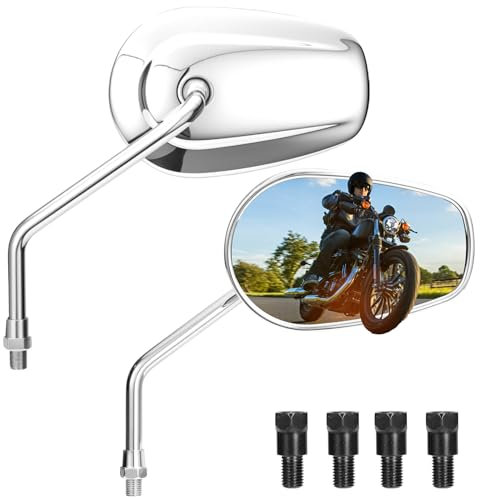KEMIMOTO Universelle Motorrad Spiegel aus Aluminiumlegierung, 360° Verstellbar, Breite Sichtfläche, M10 Motorrad Rückspiegel Kompatibel mit Honda, Kawasaki, Suzuki, KTM, ATV, Roller
