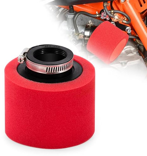 Tunejoy Filtro Aria per Moto 38mm Filtro Aria Spugna Doppio Strato ATV Bocca Diritta per 50cc 70cc 90cc 110cc Quad Buggy Scooter Dirtbike Moto Go Kart Rosso
