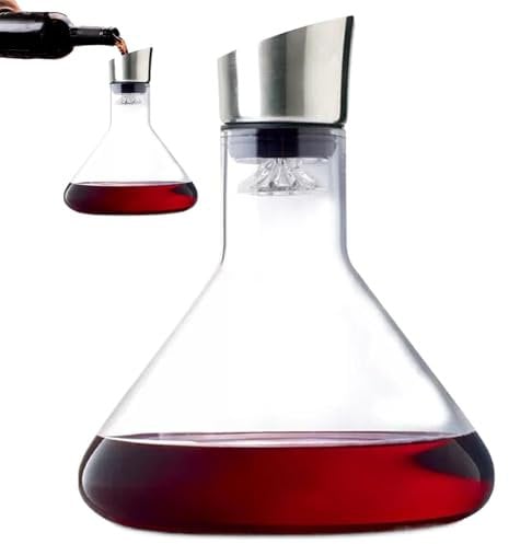 Revella Wine Decanter, 1500ml Wine Decanter with Aerator, Chateau Haven Wine Decanter, Revella Clear Wine Decanter, Red Wine Carafe with Built-in-Dispenser, Iceberg Base Decanter