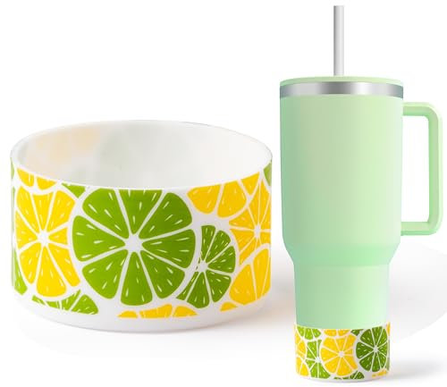 R HORSE Lemon Silicone Boot for Stanley Cup 30 40 oz, Anti Slip Silicone Boot for Stanley IceFlow Flip 30 20 oz, Hydro Flask Water Bottles Bottom Protector Sleeve Cover Outdoor Summer Gifts