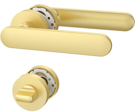 Amerdeco Poignée de Porte Dorée en Aluminium – Ensemble de Quincaillerie WC pour Porte de Salle de Bain
