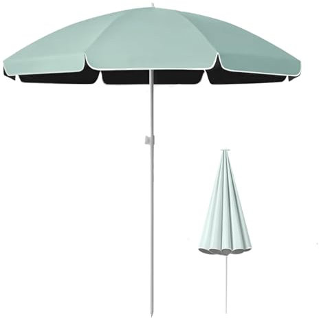 180/220/240/260 cm Tragbarer Strandschirm – Runder Markttischschirm – Gartenschirm für Garten, Pooldeck – Höhenverstellbar – UV 50+(220cm(7.2ft))