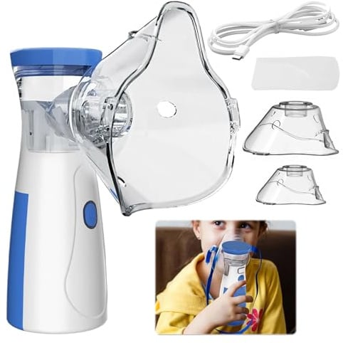 Portable Nebulizer Machine for Adults & Kids with 1 Big+1 Small Mask,Portable Nebulizer,Steam Inhaler,Nebuliser Machine for Adults,Silent Efficient Nebulizer,for Adults Kids Home Travel