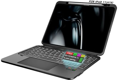 Doohoeek Ultraleicht Tastatur Hülle mit LCD-Display für iPad 11. Generation 2025(A16) 11/iPad 10. Gen 2022 10,9, Bluetooth Keyboard Folio mit Aluminiumgehäuse&180° Verstellbar&Trackpad, QWERTZ