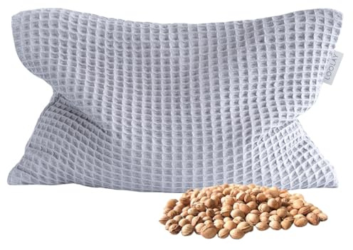 LOOLAY Kirschkernkissen Mikrowelle 20x30 cm – Wärmekissen Waffelpique Baumwolle – Kirschkern Kissen Ideal bei Muskelverspannungen oder Menstruationsbeschwerden (grau)