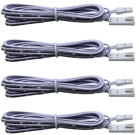InYoHui 4 Pack 2m LED Extension Cable 2-Pin Male-Female White Cord | 4 white 2m extension cables, 2-pin male-female. Marked polarity,plug-and-play. Flexible, bends around corners.LED compatible
