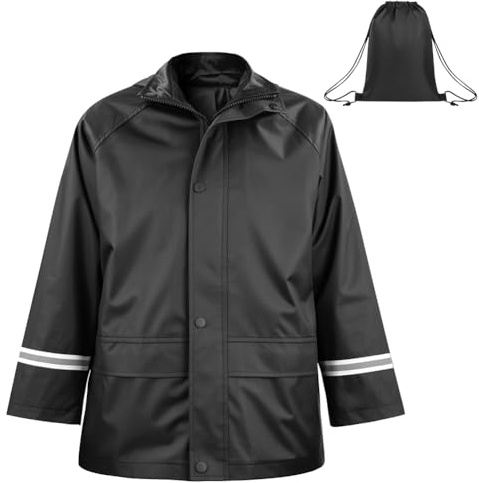 BSBUY Imperméables pour Enfants, Veste de Pluie Imperméable avec Capuche Poches pour Fille Garçon, Léger et Respirant, Coupe-Vent, Vêtements de Pluie pour Voyage, Randonnée, Va à L'école, Vélo -150
