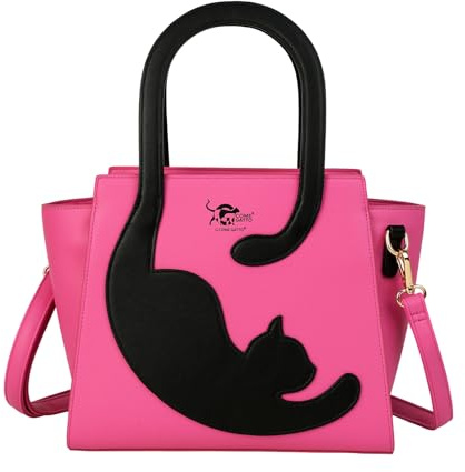 G come Gatto Borsa Donna Blu con Gatto Stilizzato – Manico a Forma di Coda e Tracolla Regolabile – Borsa a Mano e Spalla – Idea Regalo per Amanti dei Gatti