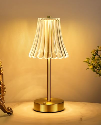 LumaBrite Rechargeable Table Lamp - Upgrade 5200mAh Battery Operated Small Table Lamp with 3 Colors & Dimmable LED Cordless Touch Lamps Bedside for Living Room, Bedroom