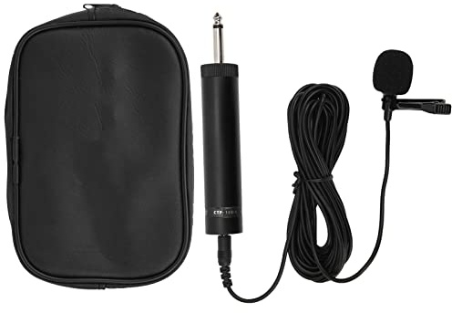 EMUKOEP Microfono Lavalier Unidirezionale da Bavero per Sassofono, Cavo 5M Nero, Amplificatori Mixer Schede Audio (5 metri di lunghezza)