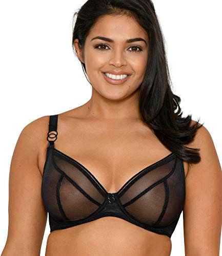 Curvy Kate Women's Lifestyle Plunge Bra Everyday, Sheer, Black, 34F