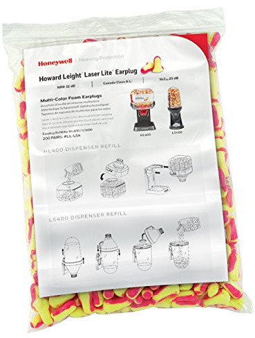 Howard Leight Laser Lite Hi-Visibility Earplug Refill for HL400 Dispenser, 200 Pairs (LPF-LS4-REFILL)