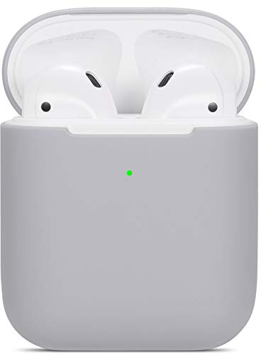 kompatibles Airpods Hülle,Watruer ultradünnes, weiches, silbernes Silikon, stoßfestes, rutschfestes Zubehör. Schutzhülle für Apple Airpods 2 & 1-Ladekoffer - Grau