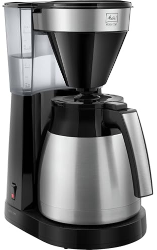 Melitta Easy Top Therm Steel – Filterkaffeemaschine mit Thermkanne aus Edelstahl, für bis zu 10 Tassen Kaffee, in Schwarz/Edelstahl