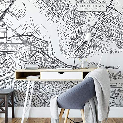 Fototapete Stadtplan Amsterdam Vlies Tapete Niederlande Holland Europa Reise Stadt Hauptstadt Ort 192x260cm