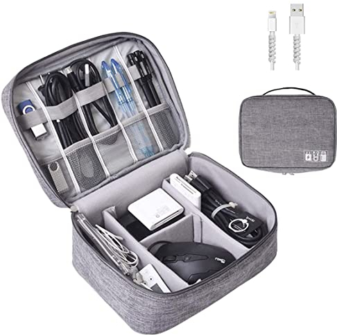 OrgaWise Kabeltasche Kabelorganizer Kabel Etui Elektronik Zubehör Organizer Tasche Universaltasche für Bag Accessories Handy (2layer-Grau)