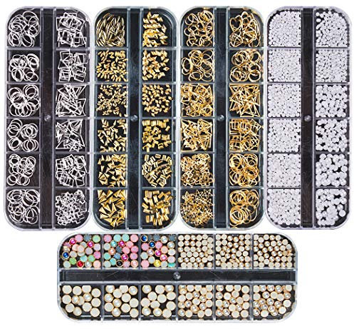Ranvi 3000 Piezas (5 Cajas) Conjunto de diamantes de imitación de arte de uñas Adornos de uñas Estilo2