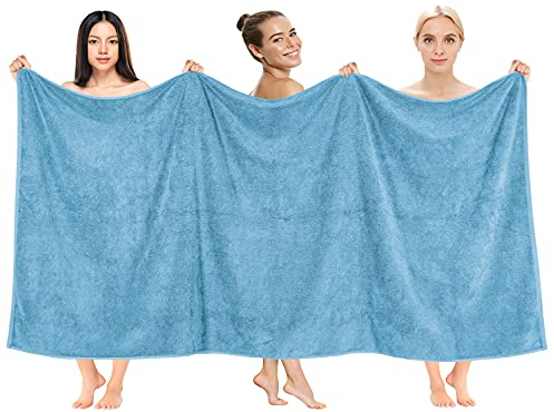 Cotton Paradise 101.6 x 202.4 cm, Jumbo-Größe, dick und groß, 650 g/m², echte ringgesponnene Baumwolle, Luxus-Hotel- und Spa-Qualität, saugfähig und weich, dekorativ, türkische Handtücher, Himmelblau