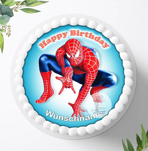 Spiderman, Essbares Tortenbild mit Wunschname, Tortenaufleger Ø 20cm - Super Qualität, 0214W