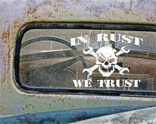 myrockshirt In Rust we Trust ca 15cm Totenkopf Skull Schädel Aufkleber Sticker Autoaufkleber Profi-Qualität Sticker UV-fest