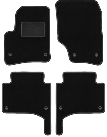 Velours-Fußmatten passend für Porsche Cayenne I 2002-2010, Schwarz, LUX | passend für SUV; Velours-Teppich (Polypropylen), ca. 6,5 mm; rutschfest, ovale Befestigungen (Typ OWAL)