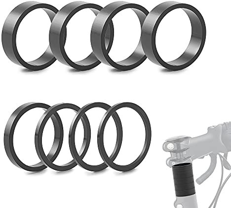 baluoqi Bicycle Headset Spacer Bike Handlebar Stem Spacers Threadless Aluminum Alloy Headset Stem Spacer Set Fit 1 1/8-Inch Stem 5/10mm for MTB BMX Mountain Road Bikes (Black)