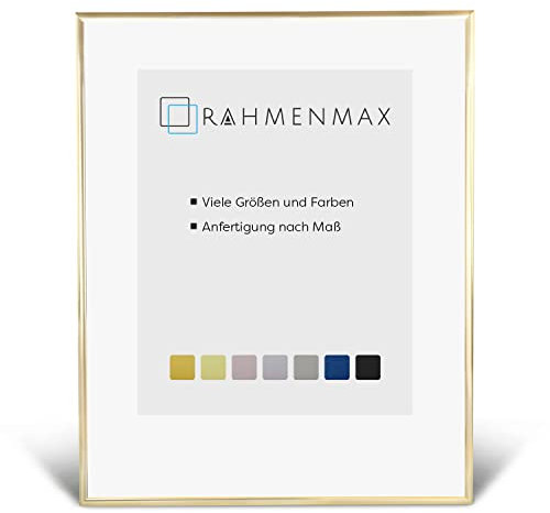 RahmenMax® Alaska Bilderrahmen 75x98 cm zum Aufhängen/Bilderrahmen Maßanfertigung möglich/Posterrahmen aus Aluminium/Bilder Rahmen in Gold Glanz mit Acrylglas/Puzzle Rahmen