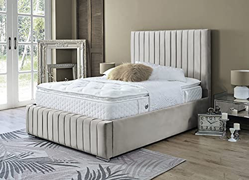 Small Double Ottoman Bed| 4ft Storage Bed with Gas Lift Up Heavy Duty Mesh Frame, Upholstered Base and Headboard (Beige)