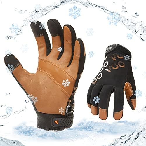 Vgo... 1 Paar Winterarbeitshandschuhe,leichte Mechanikerhandschuhe,Rigger Handschuhe, Wasserdicht, Anti-Abrasion,3M Thinsulate C100 (GA9603FW)