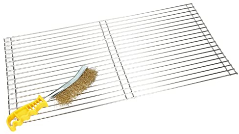 KOTARBAU® Parrilla de Acero Inoxidable, Parilla Rectangular 60 x 40 mm, Parilla para Barbacoa, Parilla Barbacoa + Cepillo de Acero para Limpiar, Parilla BBQ de Repuesto, Rejilla Barbacoa