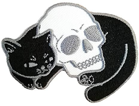 BPA Katze Schädel Aufnäher, Patches zum Aufbügeln, Bügel Flicken