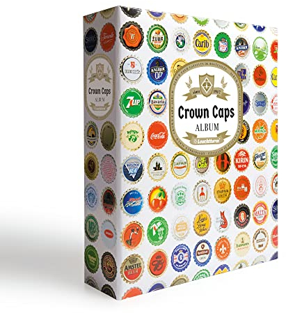Leuchtturm 363949 Album de Capsules Grande, Crown Caps - Anglais, avec 5 Pochettes COMPART pour 210 Capsules usagées