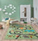 the carpet Happy Life Kinderzimmer, Kinderteppich, Spielteppich, Straßenteppich, Straße, Dschungel, Tiere, Auto, Grün, 160 x 220 cm