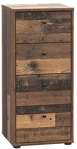 Newroom Kommode Old Wood Sideboard Modern - 38,6x85,5x34,8 cm (BxHxT) - Highboard Anrichte - [Dudley.Three] Büro Arbeitszimmer Wohnzimmer