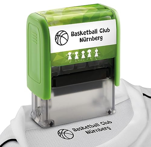 Trodat Personalisierter Stempel Deine Dinge – Namensstempel für Kinder Klamotten und vieles mehr mit Motiv – 2 Zeilen, 38x14mm