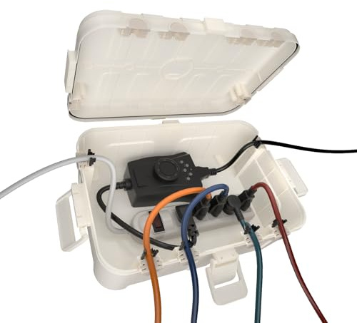 Flemoon Large Outdoor Electrical Box (12.5 x 8.5 x 5 inch), IP54 Waterproof Outdoor Extension Cord Cover Weatherproof, Protect Outlet, Plug, Socket, Timer, Power Strip, Holiday Light Decoration, White