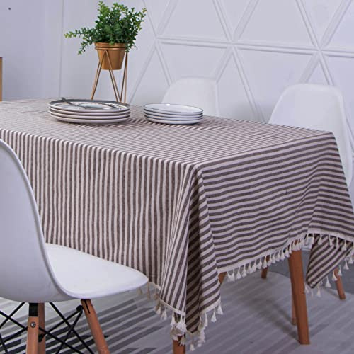 Novetec Tischdecke Rechteckige Baumwolle Leinen Tischtuch Abwischbar Ölbeständig Fleckschutz Tischdecken Pflegeleicht für Drinnen Draussen Garten Esszimmer Party und Festen 140x180
