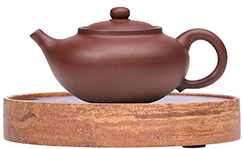 Plateau à thé, plateau à thé en bambou chinois Plateau à thé rond en bambou Théière Pad Service à thé chinois avec couvercle de vidange Convient pour une utilisation domestique
