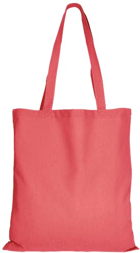 TEXXILLA Baumwolltasche - OEKO-TEX 100 zertifiziert | mit zwei langen Henkeln | 38x42cm | Jutebeutel | Einkaufstasche | unbedruckt, Farbe:lachs